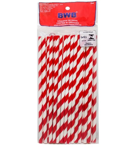BWB 9969 Canudo Papel Listrado Vermelho -...