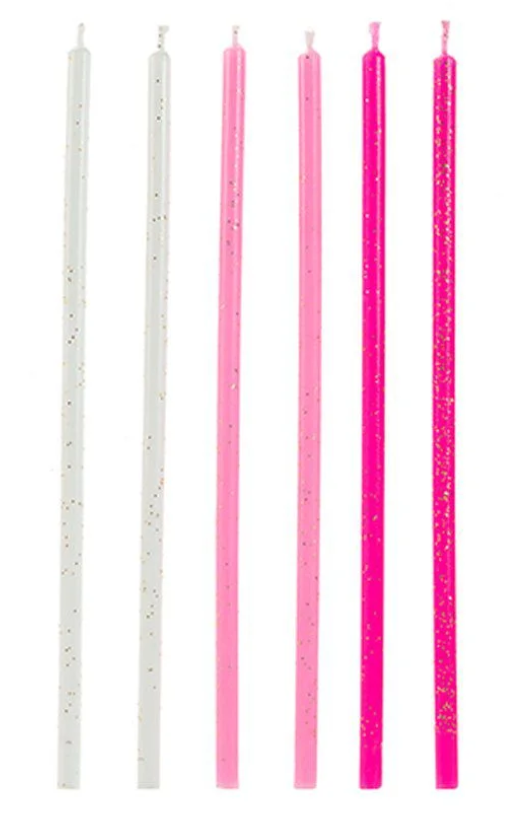 SILV Vela Palito Rosa e Branca 15cm - 6und
