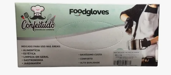 CONFEITUDO Luva Vinílica Sem Pó M Cx 100und