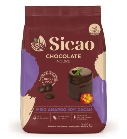 SICAO Choc Meio Amargo 40% Gotas 2,05kg N...
