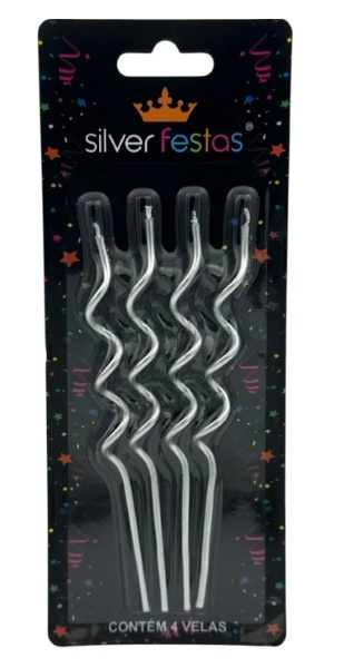 SILV Vela Espiral Prateada - 4unid