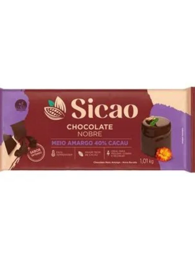 SICAO Choc Meio Amargo 40% Barra 1,01kg N...